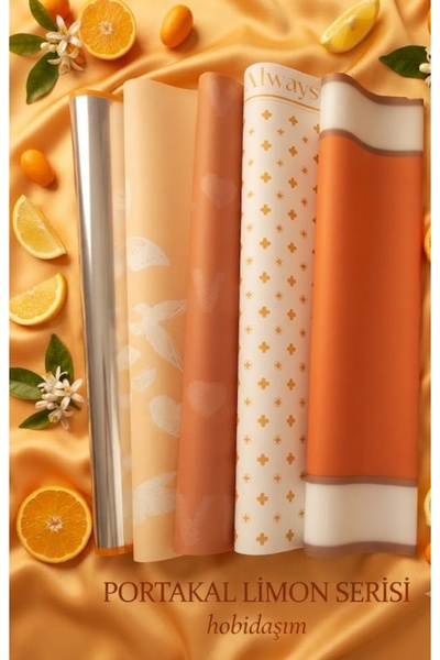 hobidaşım Portakal Limon 2 - 10'lu Set: 5 Model x 2 Adet Su Geçirmez Çiçek Am...