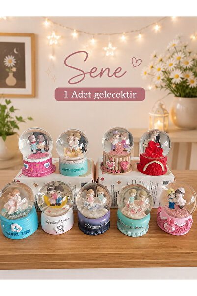 Genel Markalar Sevgili Gelin Damat Figürlü Kalpli Işıklı Kar Küresi Romantik ...