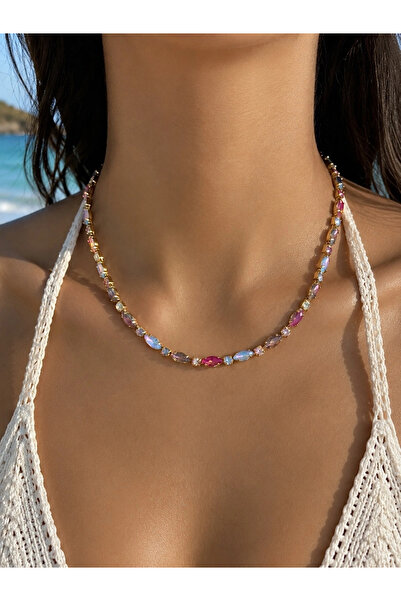 h&b design jewel Kristal Mekik Taşlı Kolye