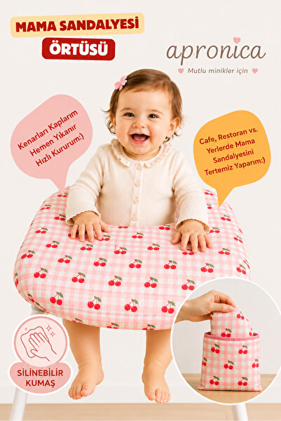 Apronica Cherry Patterned High Chair Cover - Compatible with All Models - wit...
