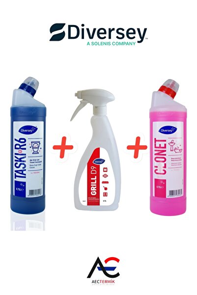 Diversey Clonet Banyo Temizleci 0,75 lt , D9 Yağ Sökücü 0,75lt , R6 Wc Temizl...