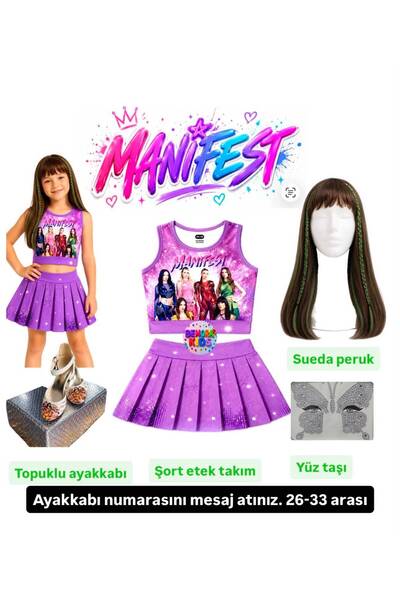 bemora kids Manifest Mor Skirt Blouse Bottom Top 2-Piece Set Shorts Skirt Set...