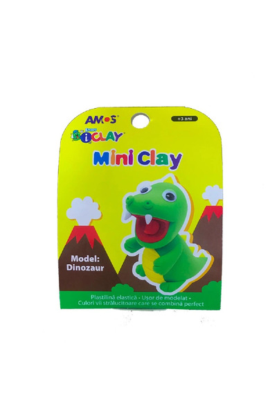 Amos Plastilina iClay MiniClay Amos, model Dinozaur, 30 g, 4 culori/cutie