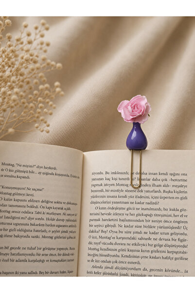 Güsvent Design Co El Yapımı Çiçekli Vazo Kitap Ayracı