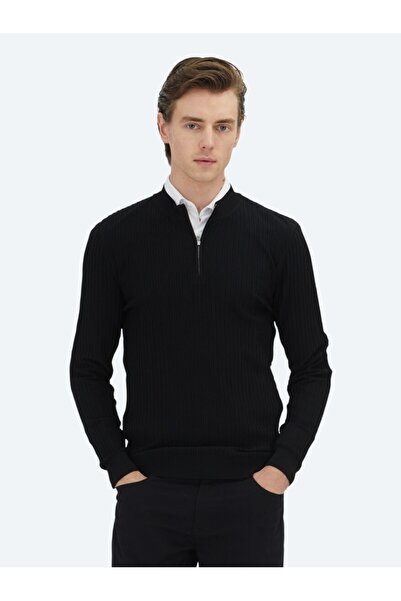 Kip Black Half Turtleneck Patterned Sweater Sweater