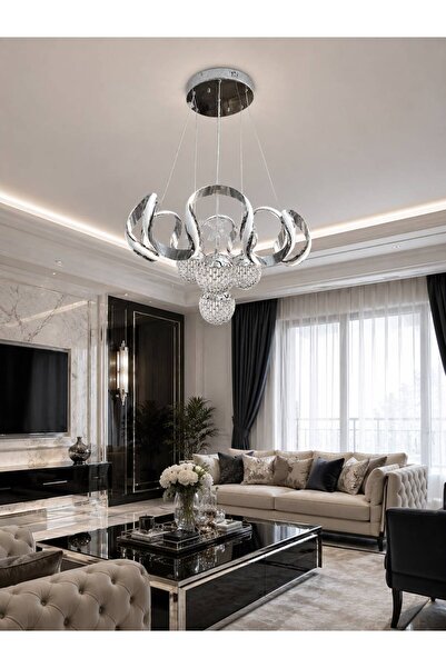 HOMSİ LEDLİ AVİZE 3 RENK KUMANDALI 4 TOPLU KROM LEDLİ AVİZE