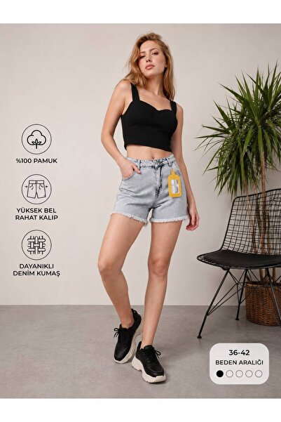 GERONİS Women's Shorts with Frayed Edges