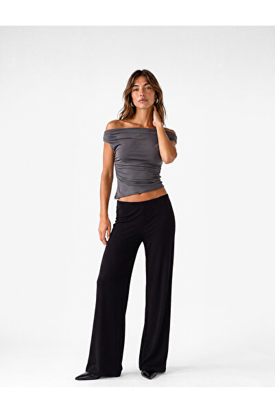 Koton Sandy Fabric Wide Leg Trousers