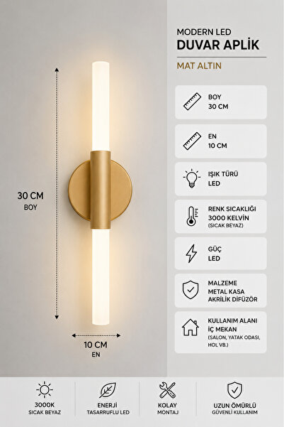 MYLUX AYDINLATMA VE TASARIM Umut Modern Led Antique Wired Wall Lamp