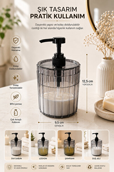 DOVİHOME 700 ml XL με ριγέ σχέδιο, επιτραπέζιος διανομέας υγρού σαπουνιού, μα...