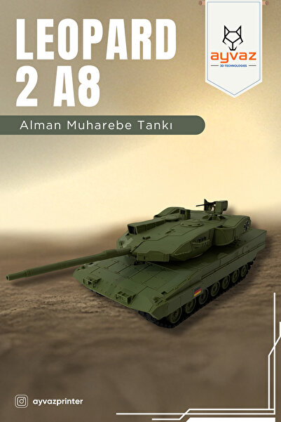 LEOPARD 2 A8 1/35 Ölçek, 11,5x22x9 cm Boyutlu, Hareketli Palet Sistemi Olan Tank Maketi