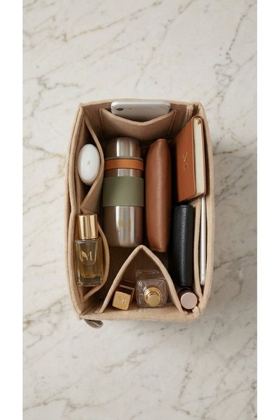 MARJİNAL W CLUB Long.... Large Single Water Bottle Bag Organizer in Beige Color