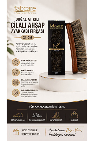 Fabcare Doğal At Kılı Cilalı Ahşap Ayakkabı Fırçası 21 cm – Premium Ayakkabı ...