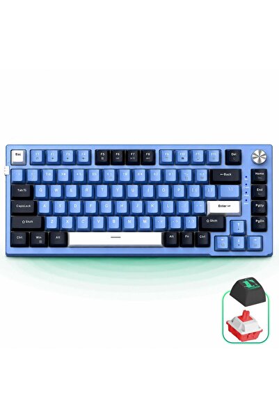 Timebox Tastatură mecanică de gaming, iluminare din spate RGB 75%, comutator ...