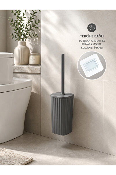 Okyanus Home Safir Self-Adhesive Wc Brush Holder Anthracite