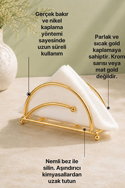 mba decor metal bending art Ahenk Model Gold Paslanmaz Dolu Demir Lüks Peçetelik Sunum Mutfak Dekorasyonu Sofra