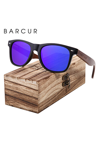 Choice9 Dark Blue Wood box BARCUR High Quality Black Walnut Sunglasses Anti-R...