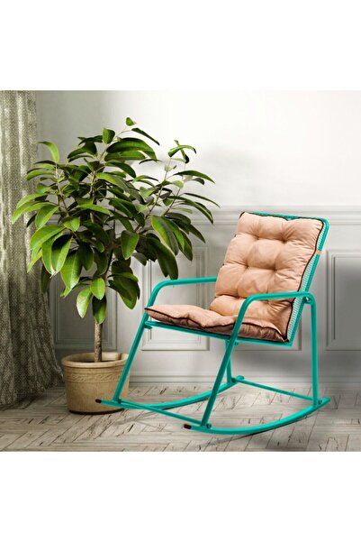Retodesign Minderli Turkuaz Metal Sallanan Sandalye/ Bebek Emzirme Koltuğu/Ba...