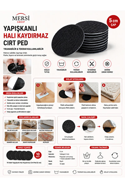 Mersi SHOP 10 Çift Kendinden Yapışkanlı Halı Paspas Kaydırmaz Çıtçıtlı Araba ...