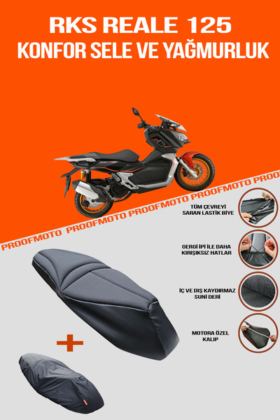 PROOFMOTO RKS REALE 125 Husă de șa confortabilă și husă de ploaie