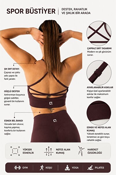 HARSFIT حمالة صدر رياضية نسائية بدون خياطة بلون بني غامق، حمالة صدر رياضية لل...