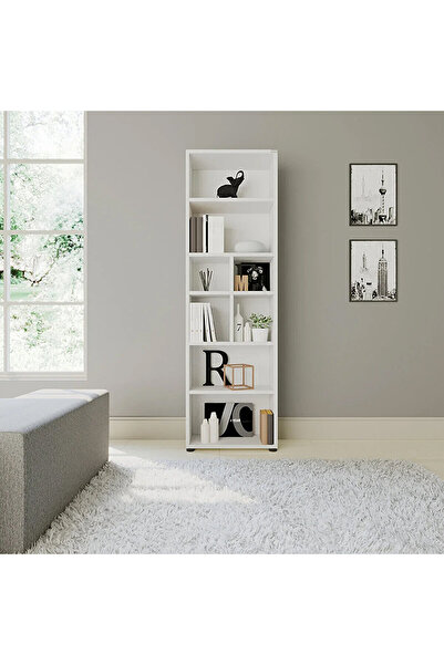 Adore Yeni White 8 Bölmeli Kitaplık 23x55x187