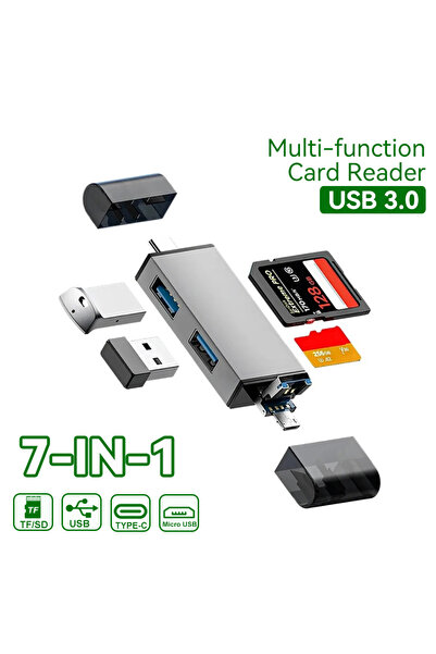 Choice 7 IN 1 7 in 1 Card Reader USB 3.0 Type C to SD TF Memory Card Flash Dr...