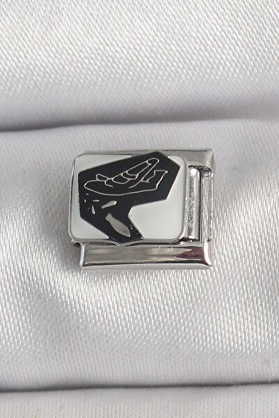 Inure Jewelry 316L Steel Silver Color White Black Airplane Embroidered Portra...