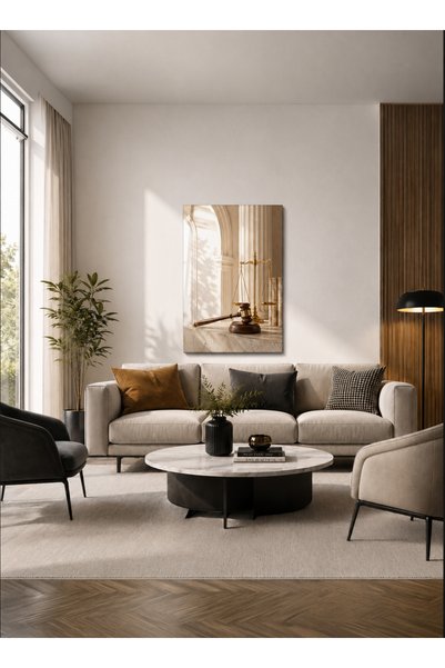 Zerawall Tablou MDF Cântarul Justiției Iluminat – Decor de perete pentru casă...