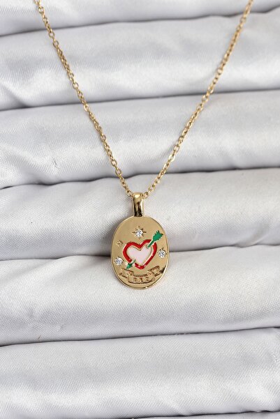 Inure Jewelry قلادة نسائية من الفولاذ 316L بلون ذهبي مع شكل قلب