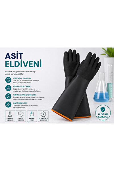 Hegi Hr Lateks Endüstriyel Uzun Asit Eldiveni 55 Cm