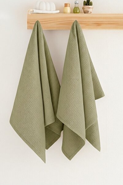 Denizli Concept 2-Piece Pique Green Towel Set - Soho Model - Soft Cotton - 50...