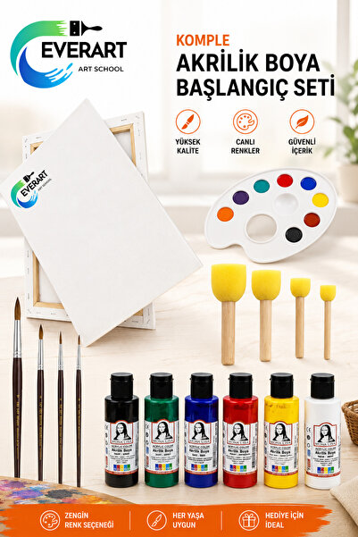 everart Südor 6x70 ml Ana Renk Akrilik Boya, 35x50 cm 1.Sınıf Tuval,Fırçalı S...