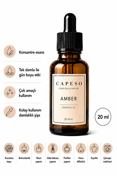 Capeso Amber Esansiyel Yağ 20 ml Sıcak, Çekici ve Yoğun Kalıcı Koku