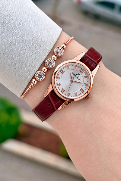 Daniel Klein Bronze Case Claret Red Color Strap 25 mm 2 Year Warranty Women's...