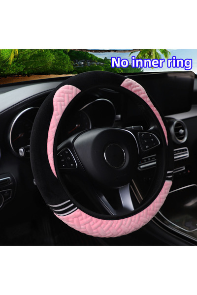 Choice Pink Super Soft Plush Ear Winter Warm-Hand Car Rimless Steering Wheel ...