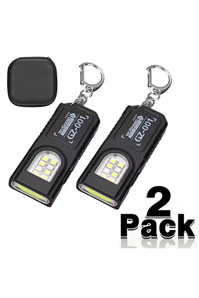 Choice3 2PCS With Box Powerful Mini COB LED Keychain Flashlight Rechargeable ...