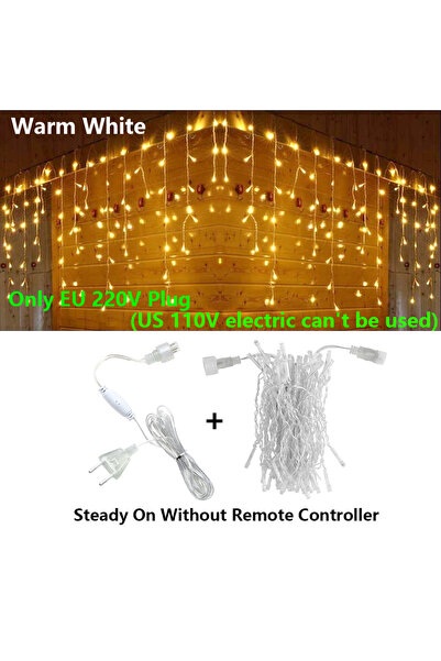 Choice 5M Steady on no remote 3.5-40M LED Icicle String Lights Christmas Curt...