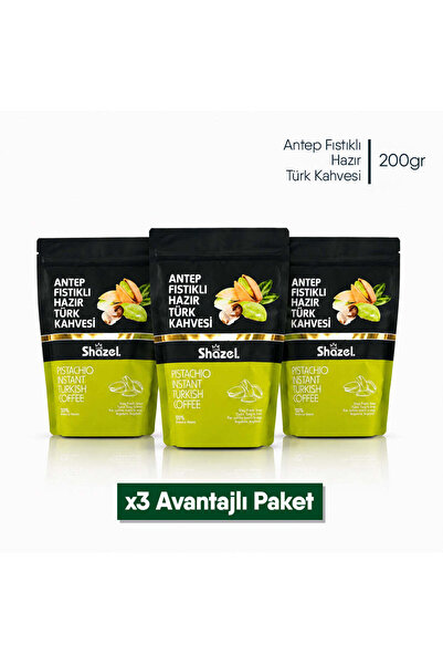 Shazel Instant Turkish Coffee with Pistachios 200g X 3 Pieces