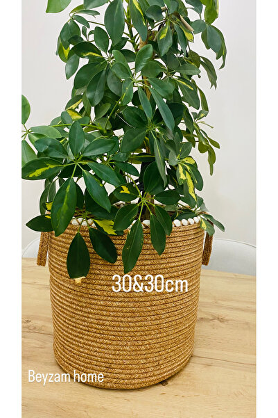 SHLM TEKSTİL 30&30 Hasır Saksılık,Sepet, Düzenleyici, Oyuncak sepeti 30x30