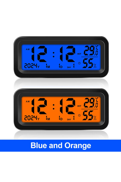 choice2 Solar Blue Orange Solar/USB Car Clocks Dashboard Thermometer Automoti...