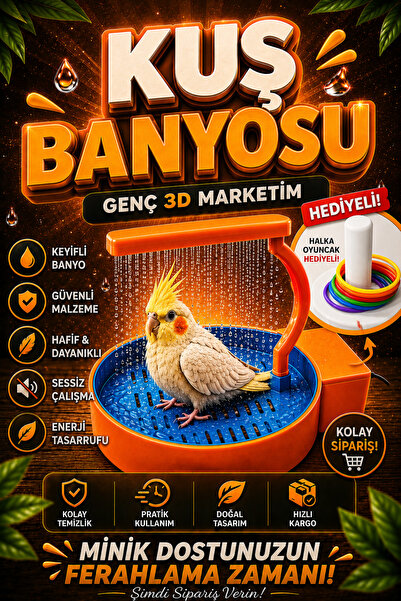 Genç 3D USB Bağlantılı 3 walt Otomatik Kuş Duşu ve Banyo İstasyonu - HALKA OY...