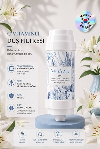 Lily C Vitaminli Aromatik Duş Filtresi - Saç Dökülme Karşıtı, Cilt Besleyici Klor ve Kireç Arıtıcı Duş Filtresi (150gr)