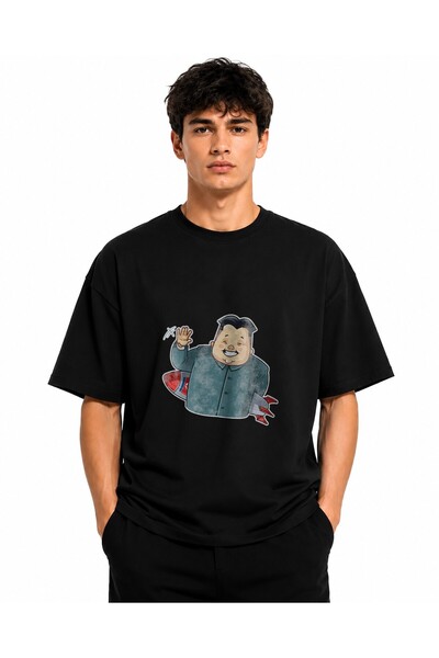 Inscriptie Tricou Unisex Bumbac Premium Casual " Kim Jong-un - racheta "