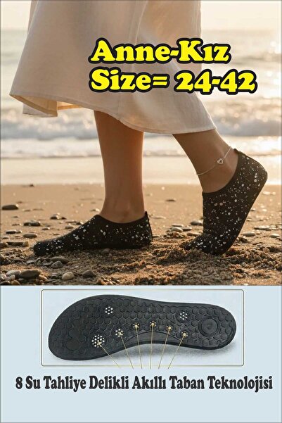 Sea&Blue Mother-Daughter (24-42) Black Silver Non-Slip Sole Sea Shoes - Flexi...