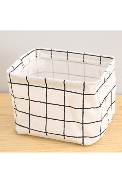 Choice WHITE 1PC Cotton and Hemp Storage Basket with Handheld Printed Tableto...