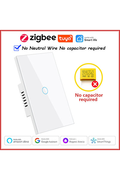 Choice4 1211ZC-WHITE-01-2 Tuya Zigbee Smart Switch US Standard Single Fire Ze...