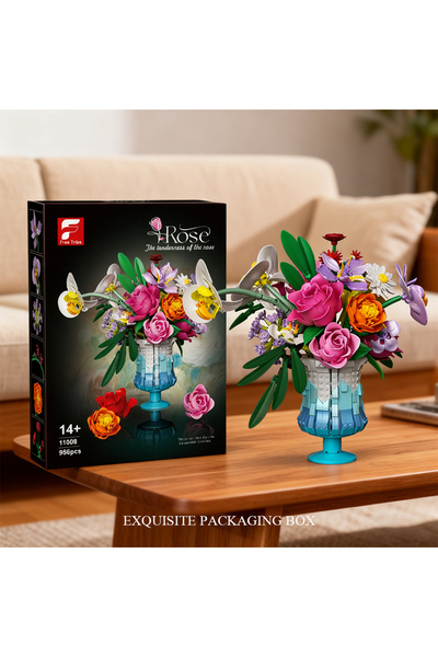 Choice16 956 قطعة من مكعبات بناء زهرة عباد الشمس، طقم نموذج باقة زهور في مزهر...