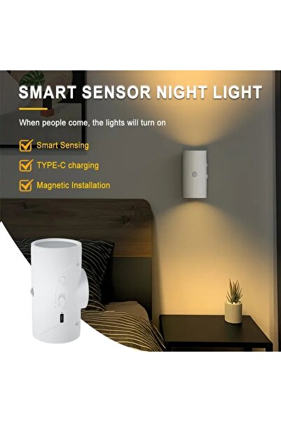 Choice 1PC Warm White Rechargeable LED Night Light with Motion Sensor Wall La...