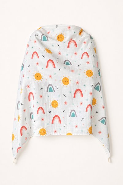 Ponchik 100% Cotton Underwire Double Layer Muslin Nursing Apron Cover, Non-See-Through 70 X 100 cm